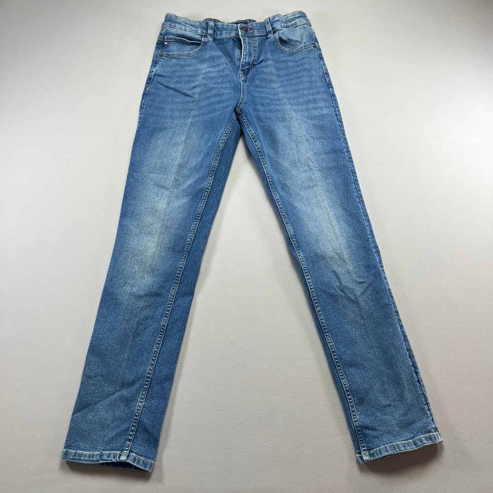Tommy Hilfiger Jeans Womens 18 Blue Whiskered Denim Cotton Stretch Straight Leg